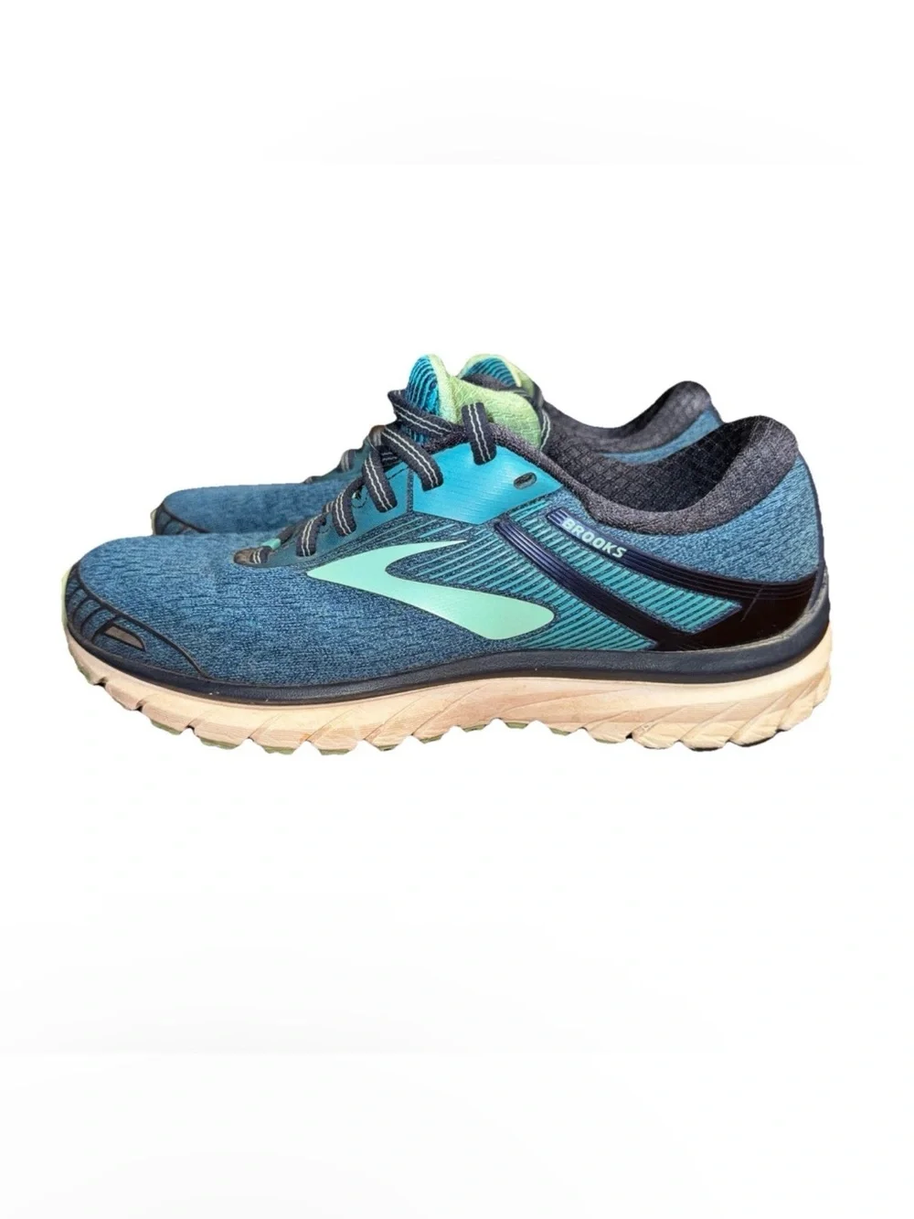 Women's Size 8 Wide Brooks Gts 18 Navy /‎ Light Blue EUC Activewear Athleisure
